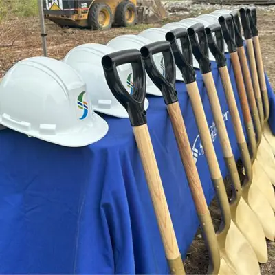 Photo of shovels in the ground